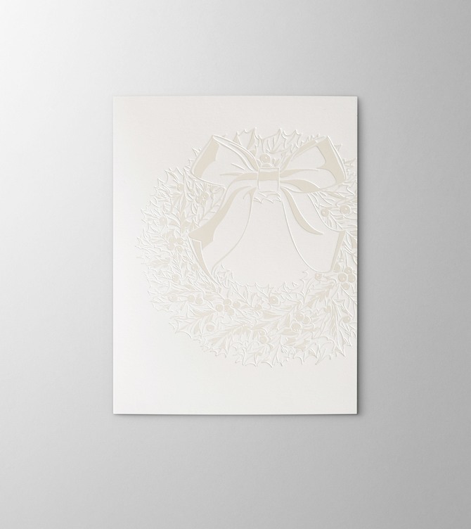 Hieronymus Christmas Greetingcards Greeting Card Ilex Wreath White Cream A005908 