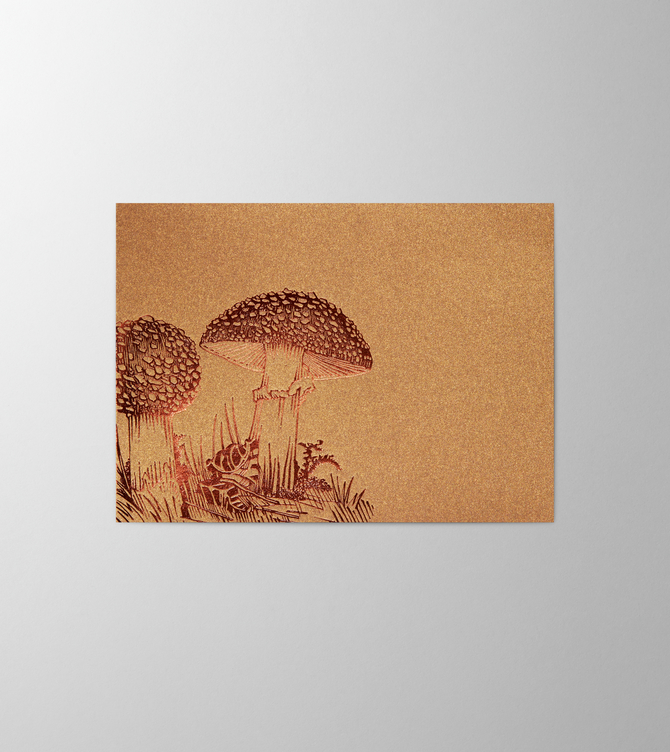 Hieronymus Greeting Card Mushroom Classic Gold A004636 A5