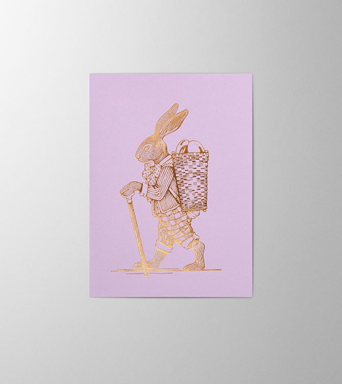 Hieronymus Greetingcards Easter Greeting Card Rabbit Lilac A005709 