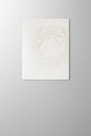 Hieronymus Greetingcards Christmas Greeting Card Ilex Wreath White Cream A005908 