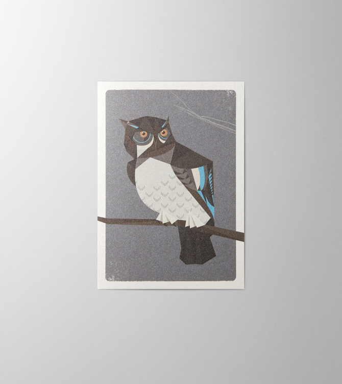 Hieronymus Greeting Card Owl Blue A000565 A6