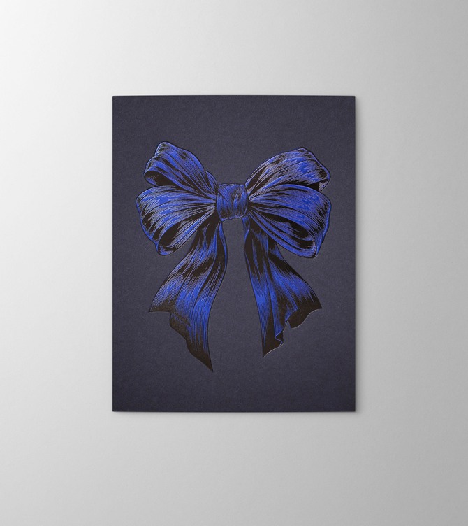 Hieronymus Greetingcards Christmas Greeting Card Festive Bow Dark Blue A005904 Greeting Card Detailestive Bow Dark Blue